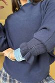 Conrad Batwing Ruffle Cuff Knit Navy